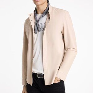 John Varvatos Collection Men's Bernard Smooth Leather Snap Shirt Jacket Hay 56